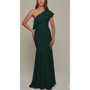 AW BRIDAL 6 S dark emerald chiffon Felicia formal bridesmaid maxi dress NEW b138
